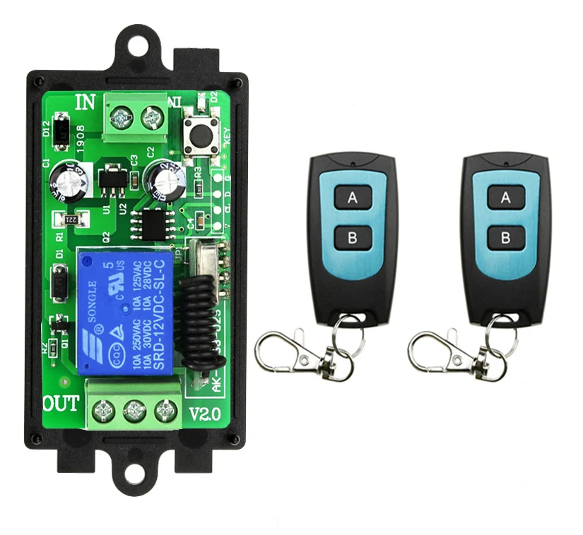 Uniwersalny bezprzewodowy pilot zdalnego sterowania DC 12V 24V 1CH odbiornik i nadajnik przekaźnika rf do uniwersalnego sterowania drzwiami garażowymi i bramą