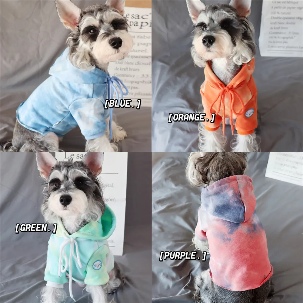 

Miflame Tie Dye Small Dogs Hoodies Fashion Dog Clothes Schnauzer Chihuahua 2021 Puppy Clothing Hooded Handsome Pet Cats Costume