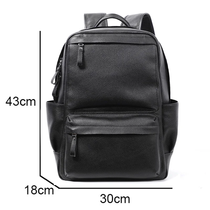 100% Natural Skin Genuine Leather Backpack Men Large Capacity 15.6 inch Laptop Backpack Male Travel Bags For Teenager School bag