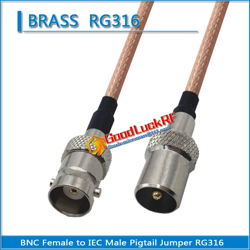 

1X Pcs High-quality Q9 BNC Female To TV IEC Male Pigtail Jumper RG316 cable Extend cable BNC - IEC 50 ohms Low Loss