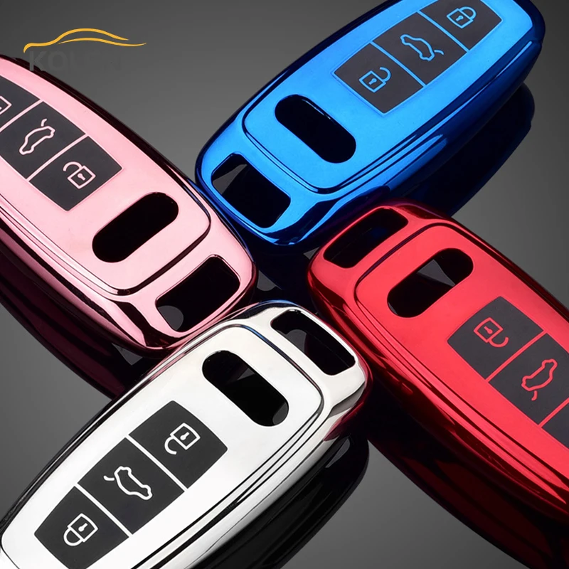 Soft TPU Car Remote Key Case Cover Fob For Audi A6 A7 A8 C8 Q8 D5 E-tron 2018 2019 2020 Key Holder Shell Protection Accessories