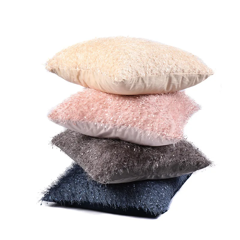 2 Pcs Modern And Simple Pure Color With Small Embellishment Cushion Cover, For Living Room Bedroom Office Car Pillow