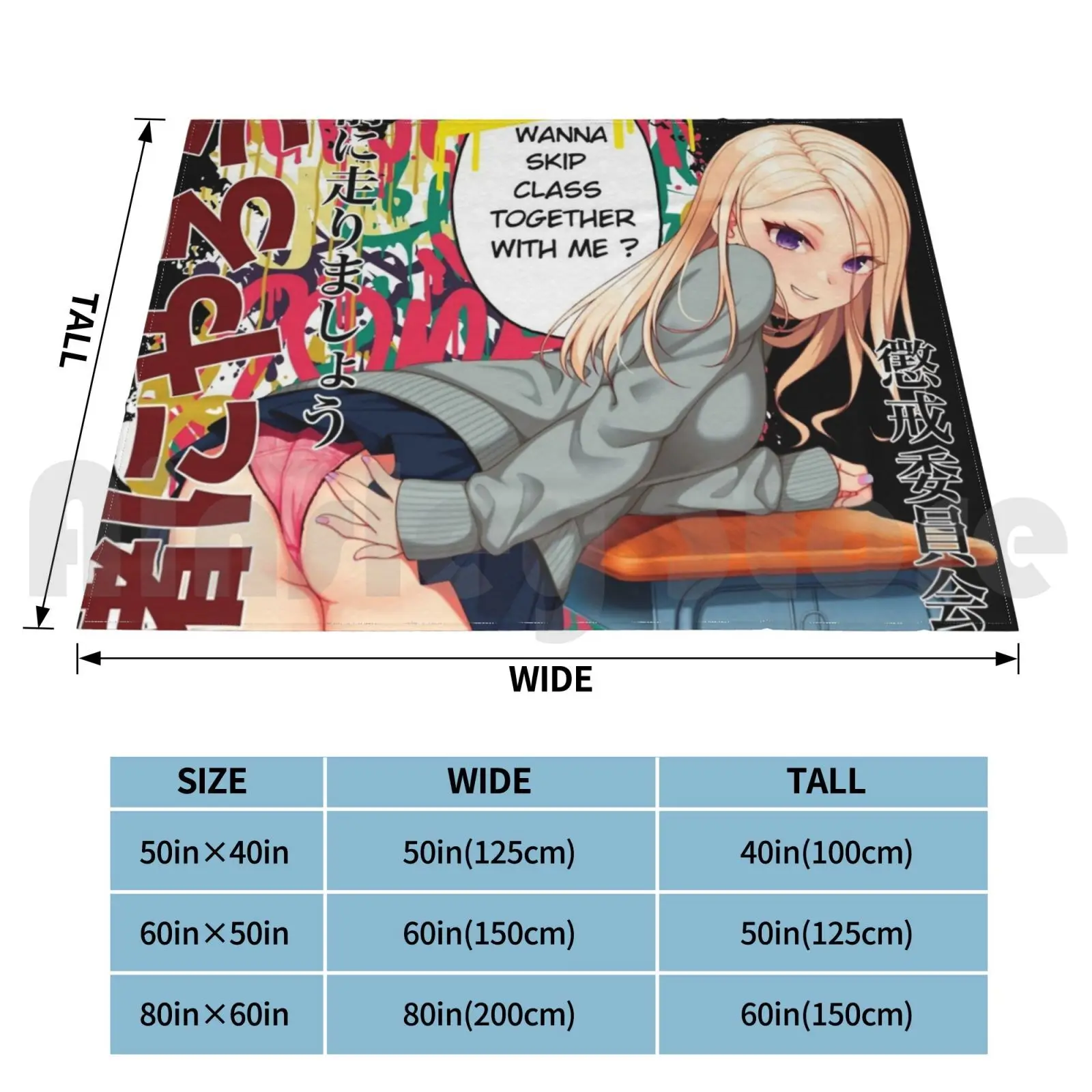 Classroom Rebel Blanket Super Soft Warm Light Thin Anime Manga Waifu Kawaii Naughty Class Rebel Rebellion Rebellious