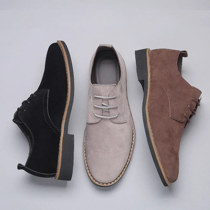 Fashion Men Suede Leather Casual Shoes Spring Men Flats Lace Up Male Oxfords Men Soft Leather Shoes Chaussure Homme