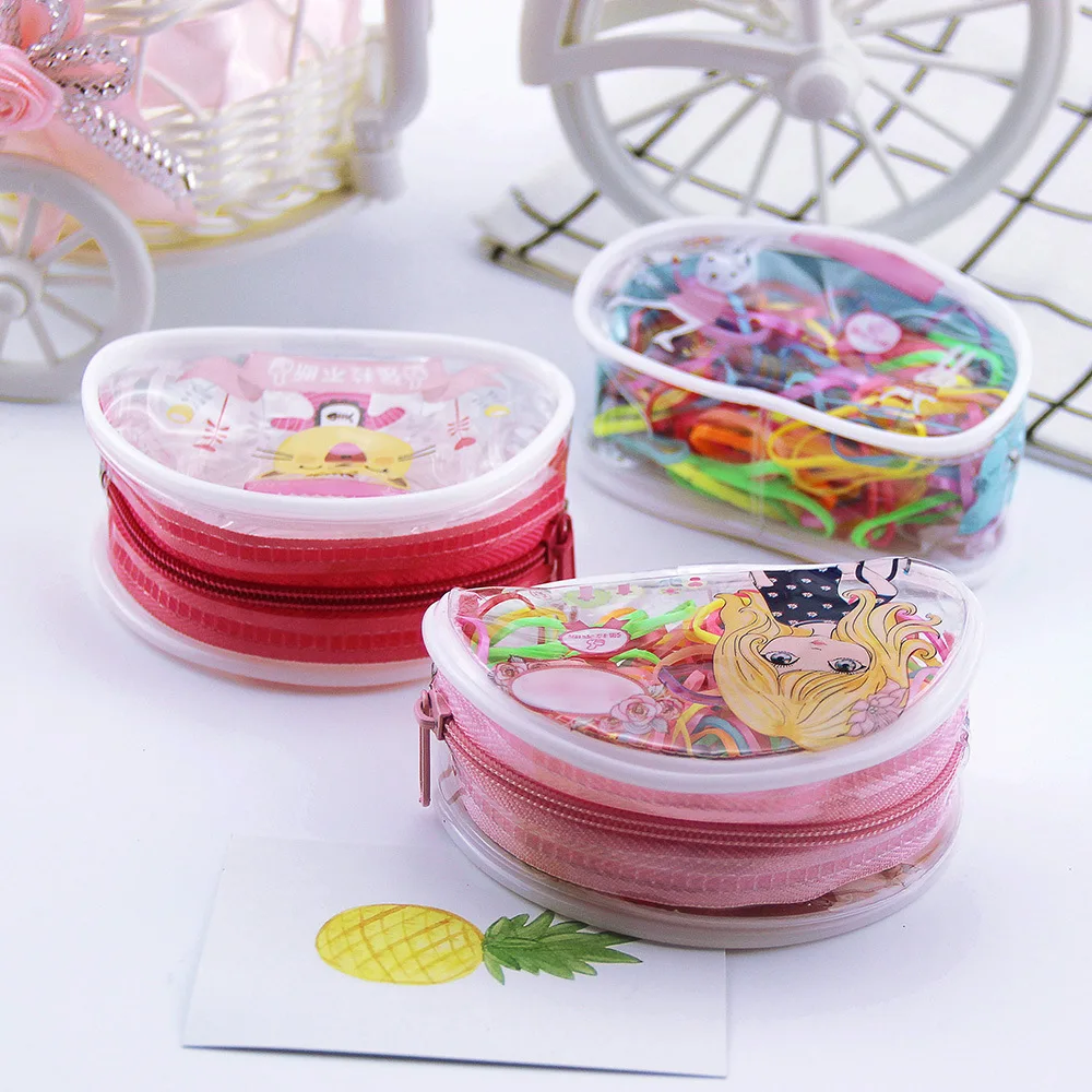 300/lot Cute Girls Colourful Ring Disposable Elastic Hair Bands Holder Rubber Band Scrunchies Kids Hair Accessories