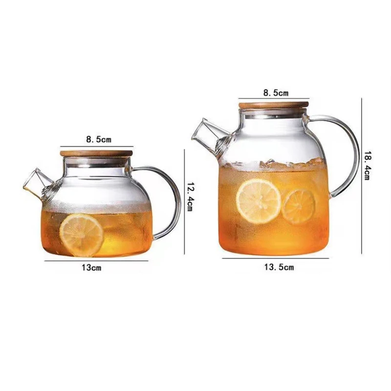 Creative Glass Teapot Large Capacity Cold Water Jug Tea Pot Fruit Juice Green Tea Container Transparent Kettle Practical Teaware