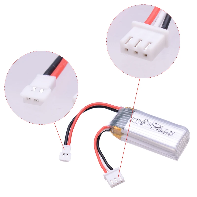 High Quality WLtoys RC Airplane Battery 2pcs/ 7.4V 300mAh Li-Po Battery for F959 F959S Aircraft Spare Parts XK A800 A600