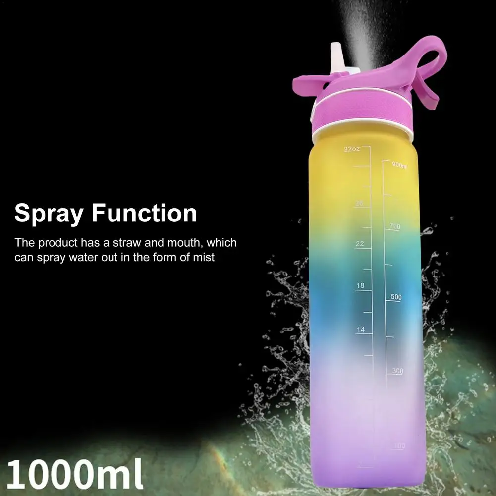 1000ML Gallon Sports Cup Portable Couple Water Bottle With Straw Plastic Fitness Tourism Sport Juice Milk Jugs Outdoor Cups