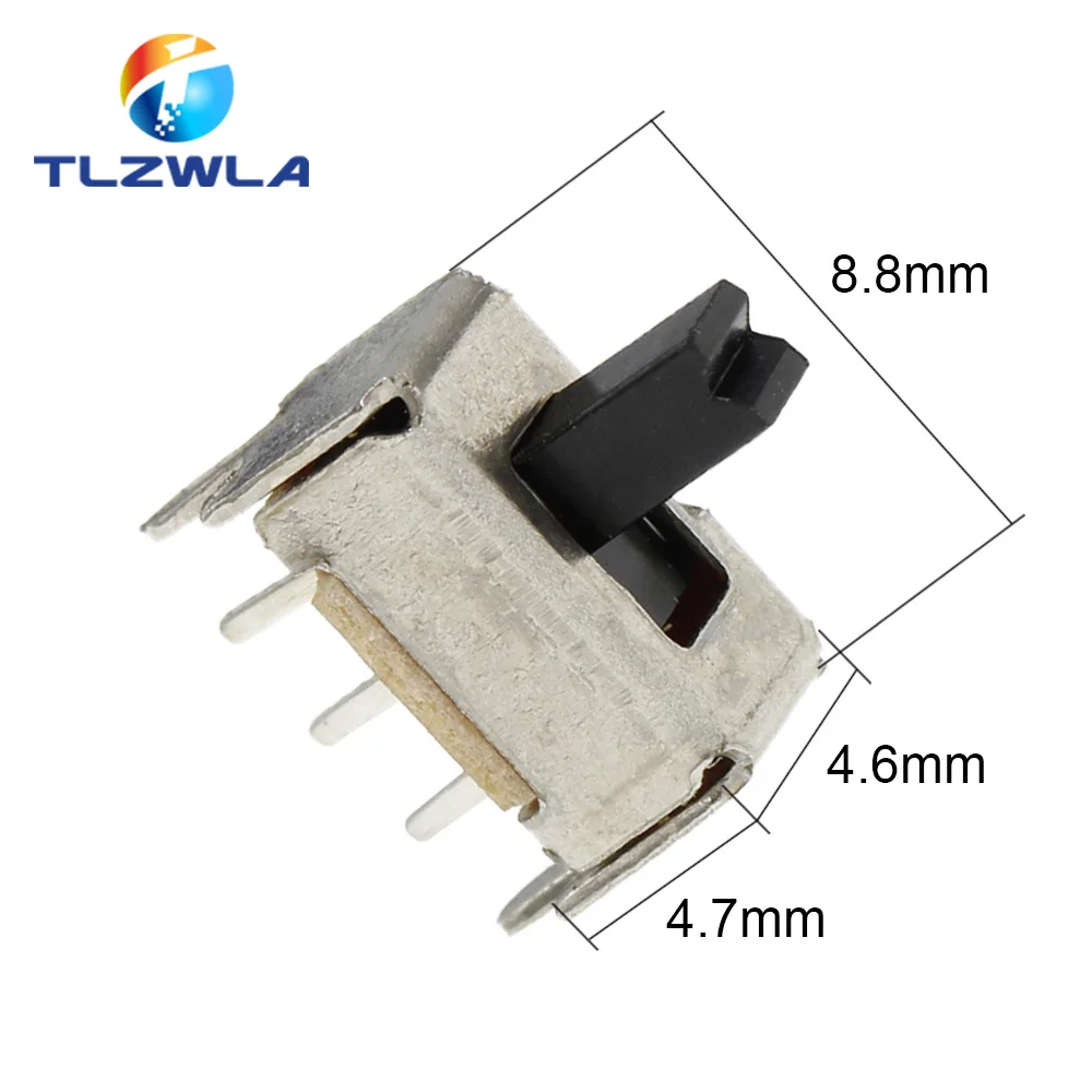 100PCS SS12D07 Mini Vertical Slide Switch 1P2T 3 Pin Toggle Switch SMD PCB DPDT Vertical Switch High Quality
