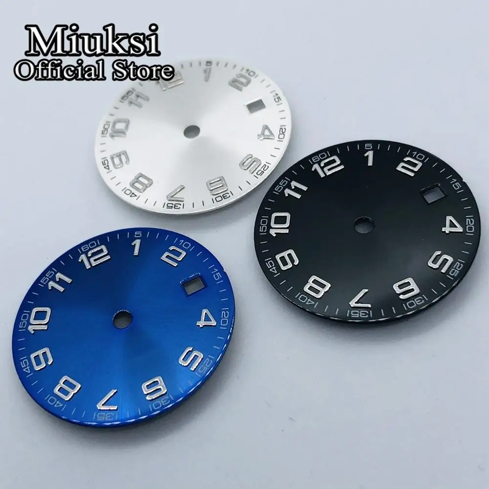 Miuksi 29.2mm silver blue black watch dial luminous dial fit ETA 2836 2824 Mingzhu DG2813 3804 Miyota 8205 8215 821A movement