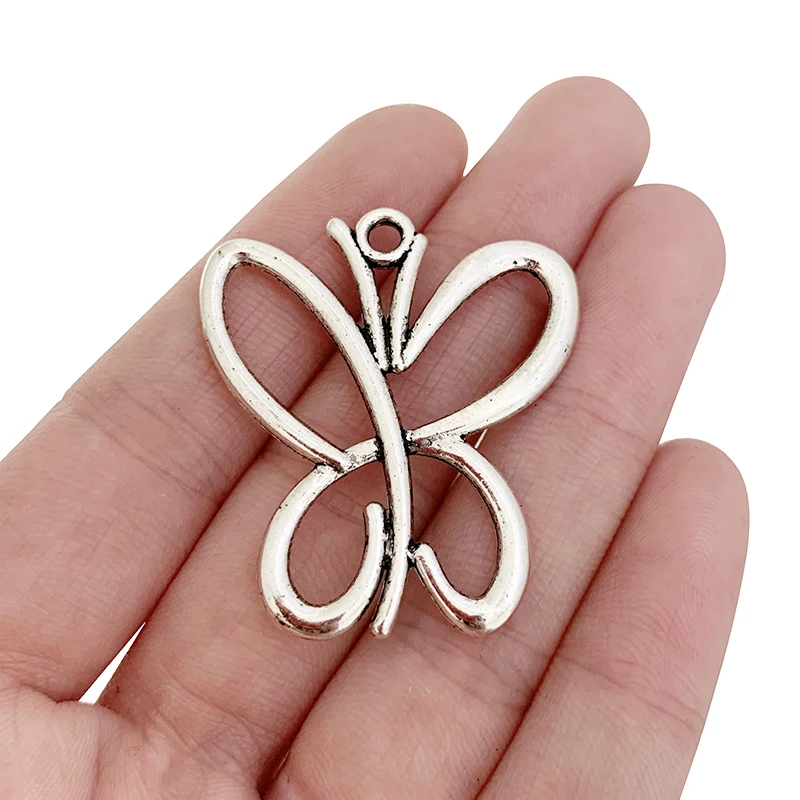 10 x Tibetan Silver Double Sided Hollow Open Butterfly Charms Pendants For Necklace Jewelry Making Findings Accessories 40x35mm