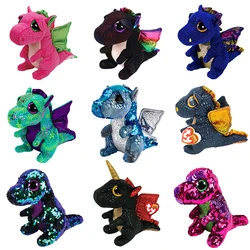 15CM Ty Beanie Glittering Big Eyes Cute Dinosaur Series Plush Toys Collectible Dragon Doll Boy and Girl Christmas Birthday Gift