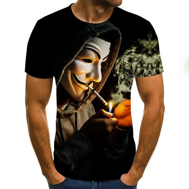 Hot Sale Clown T Shirt Men/Women Joker Face 3D Printed Terror Short Sleeves Fashion Round Neck T-shirts Size XXS-6XL