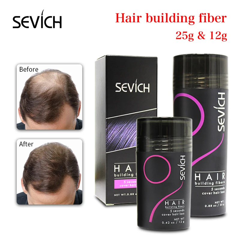 Sevich 12g & 25g Hair Building Fiber Keratin Fiber Hair Instant Concealer Hair Loss Product Extension Thicken Hair 10 Colors