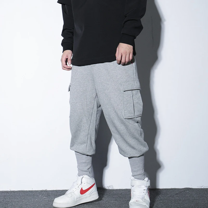 Bound leg cargo pants men Korean version of the trend of loose straight leg drop feeling wide leg turnip pants spring and autumn