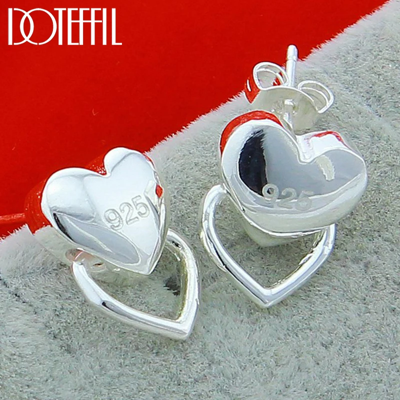 DOTEFFIL 925 srebro kolczyki w kształcie serca dla kobiety ślub zaręczyny Fashion Party Charm biżuteria