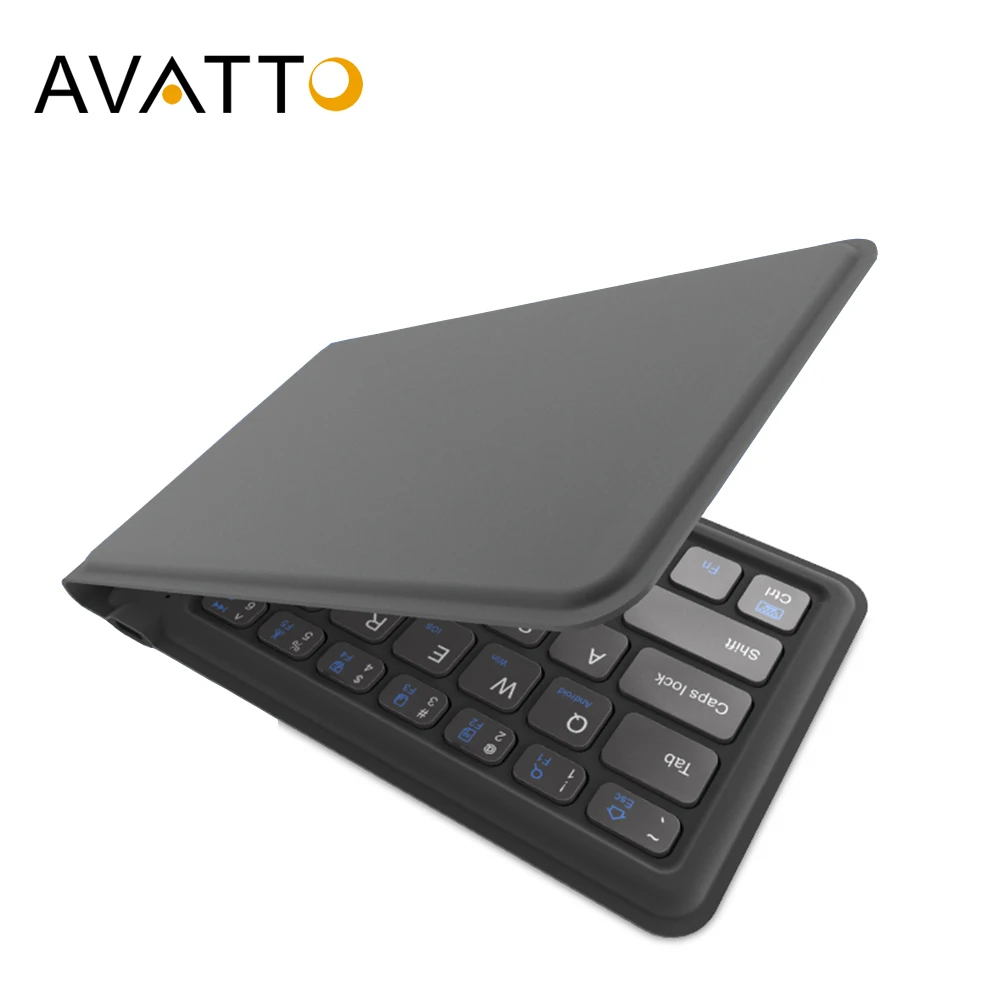 AVATTO A20 Portable Leather Folding Mini Bluetooth Keyboard Foldable Wireless Keypad for iphone,android phone,Tablet,ipad,PC