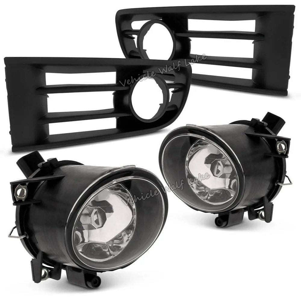 Font Halogen Fog Light Lamp + Grille Cover For VW Polo 9N 3 5 Door Hatchback 2001 2002 2003 2004 2005 Car-styling