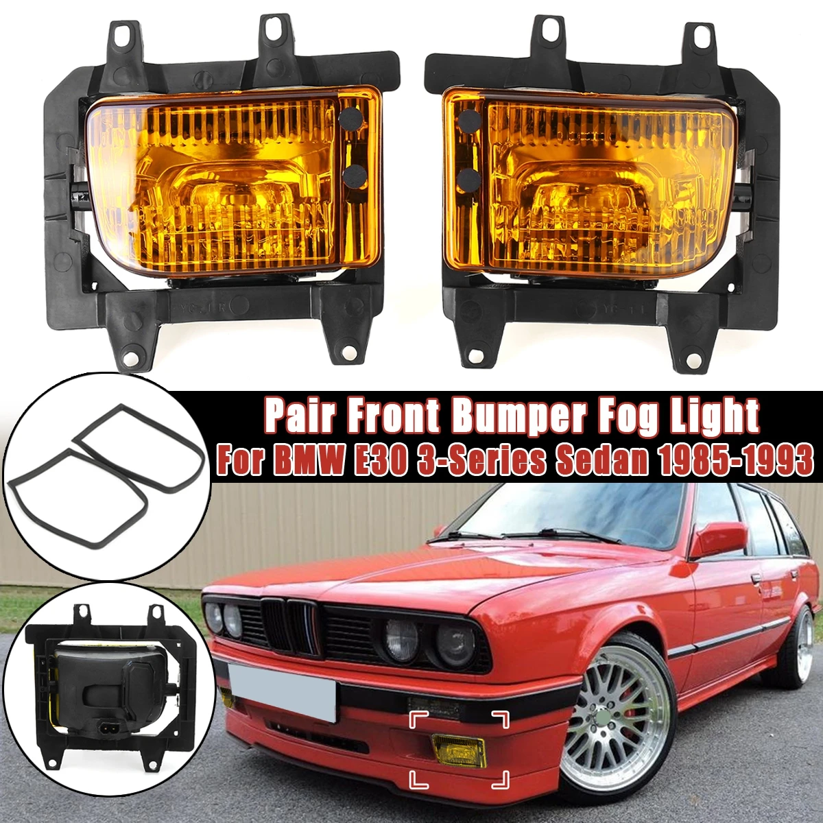 

Pair Left+Right Front Fog Light Transparent Plastic Lens Kit no bulb for BMW E30 3-Series 1985-1993 Car Accessories Car Styling