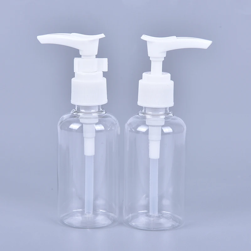 5PCS 75ml Plastic PET White/pink Press Pump Spray Lotion Bottles Cosmetic Sample Containers Travel Liquid Cream Fill Vials