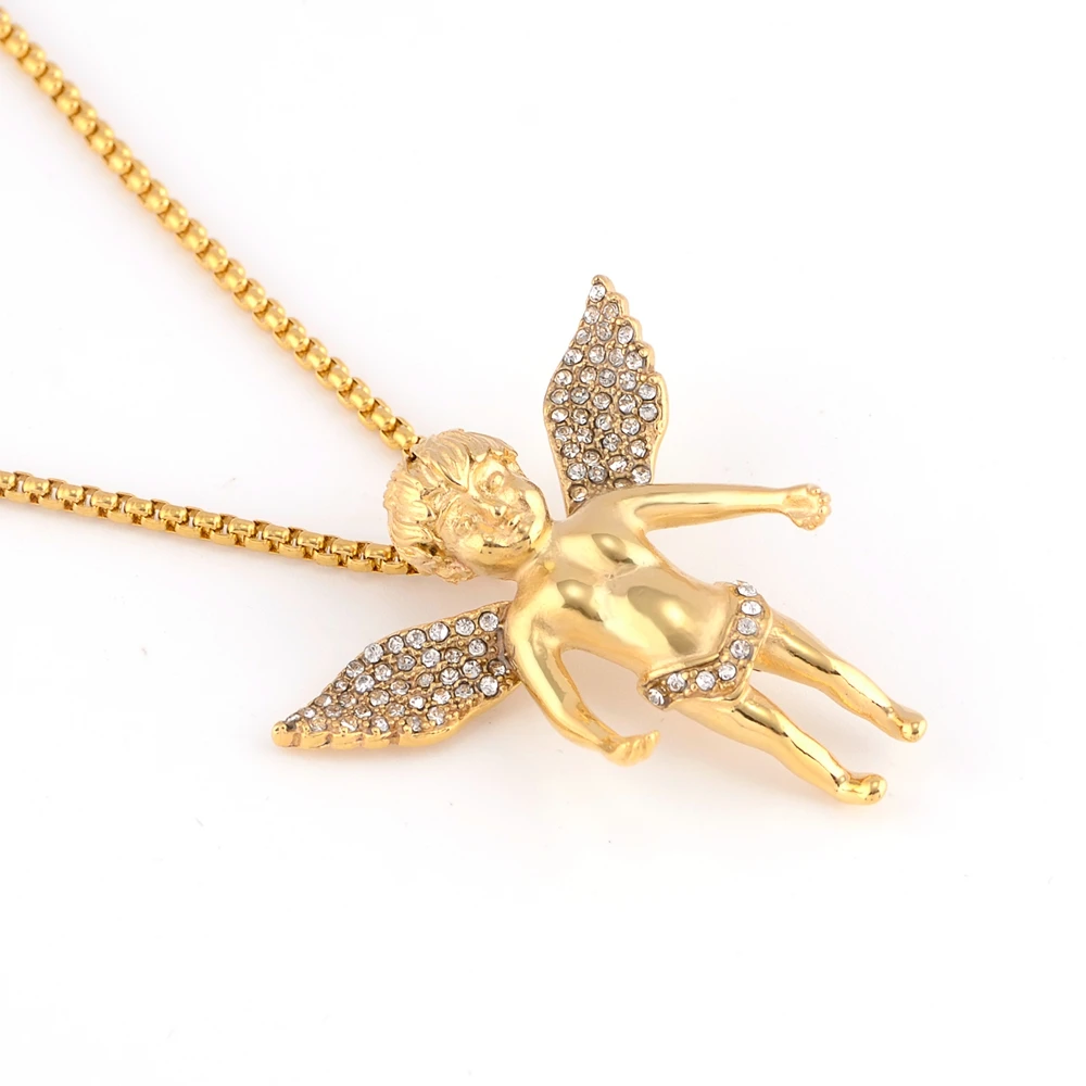 SDA Gold Color Charm Angel Pendant Men Chain Jewelry HipHop Rapper Rock Style  Facotry Wholesale