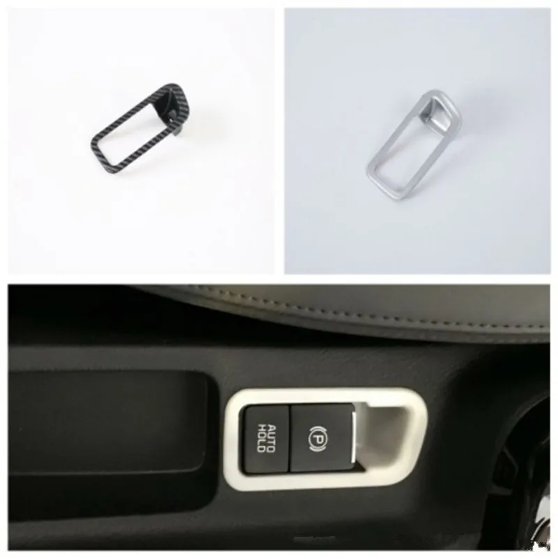 

ABS Carbon fiber Car Electronic handbrake Button Panel Cover Frame Trim Sticker For KIA Sportage 2018