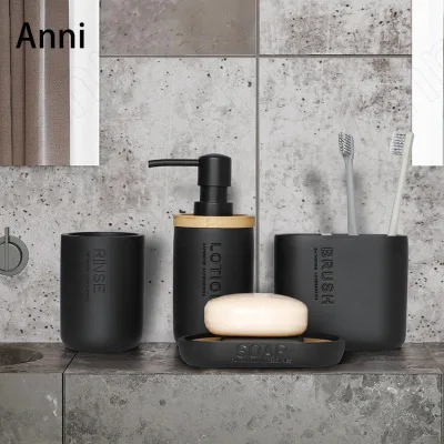 

Creativity Simple Resin Bathroom Set Nordic Modern Household Four Pieces Shower Accessories Hotel Restroom Wash Set Decoration