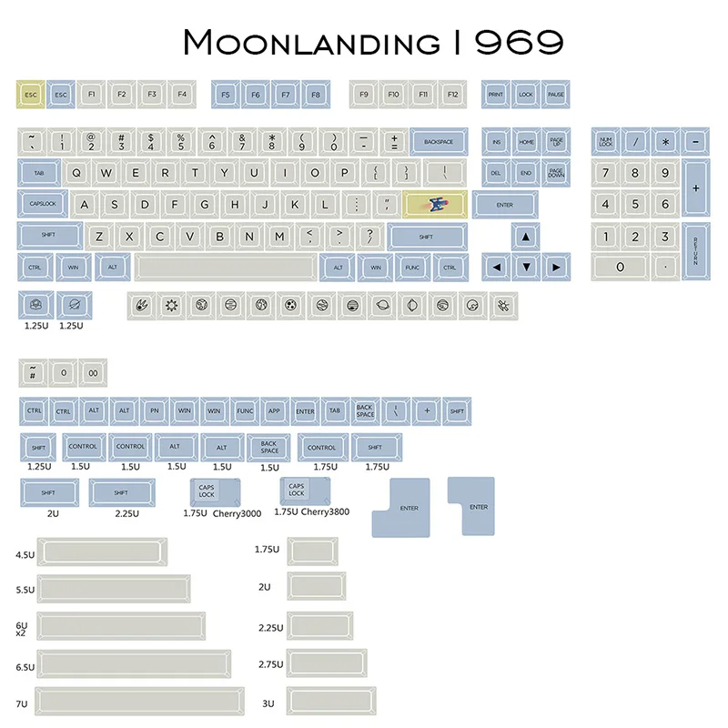 

Moonlanding Theme Keycaps XDAS Profile Dye sublimated Font 121/163Keys PBT Keycap For Wired USB Mechanical Keyboard