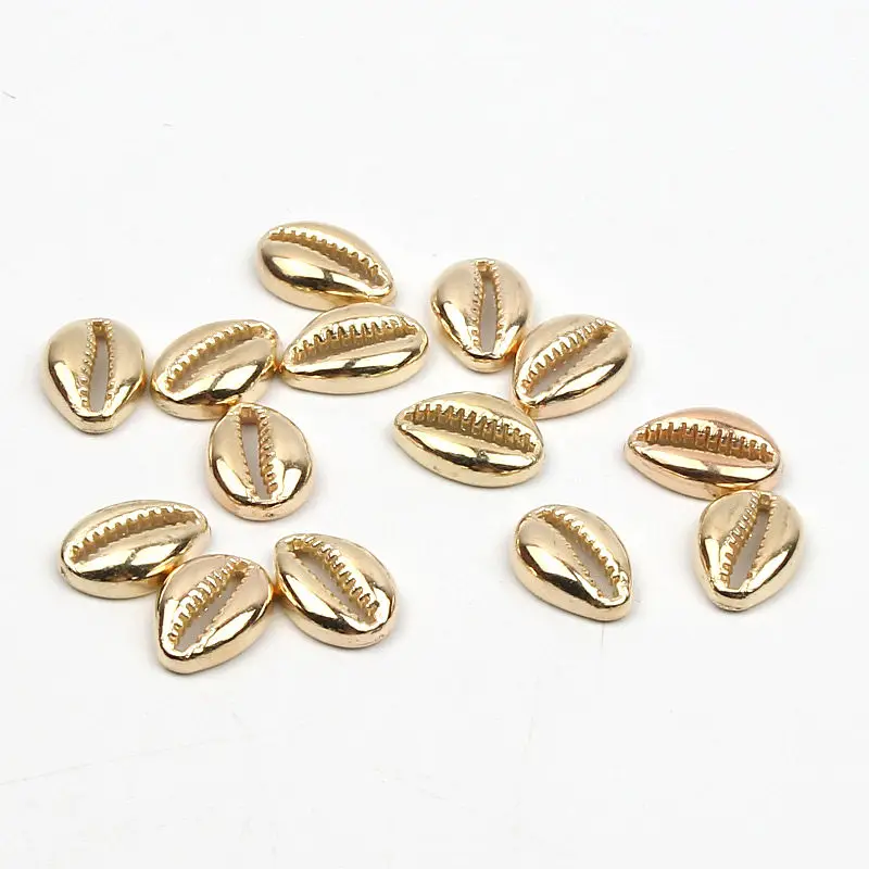 50pcs Plastic Golden Rhodium Sea Shells Coquillage Beach Decor Diy Home Decoration Marine Style Jewelry Embellishment