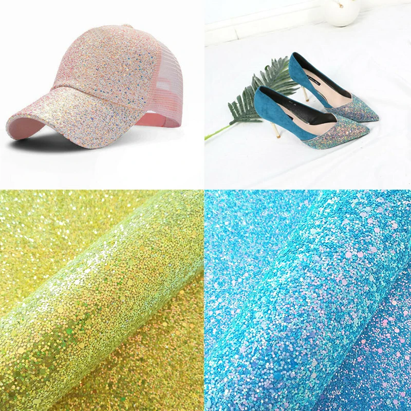 Glitter Fabric Thicker Shiny Candy Color A4 PU Leather DIY Hairbow Earring Bag Hairpins Apparel Fabrics Materials