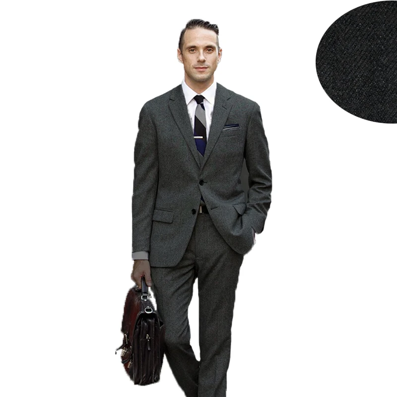 2020 Nuovo Inverno di Arrivo di Autunno Tweed Grigio di Affari Uomo Vestito 2 di Un Pezzo Slim Fit Sposo Smoking Mens Abiti da Sposa (giacca + Pantaloni)