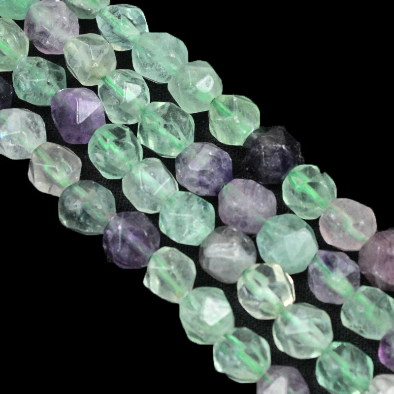 Wholesale Natural  Stone  Faceted Green Purple Fluorite Round Loose Beads Strand 6/8/10mm For Jewelry Making DIY Bracelet 15\