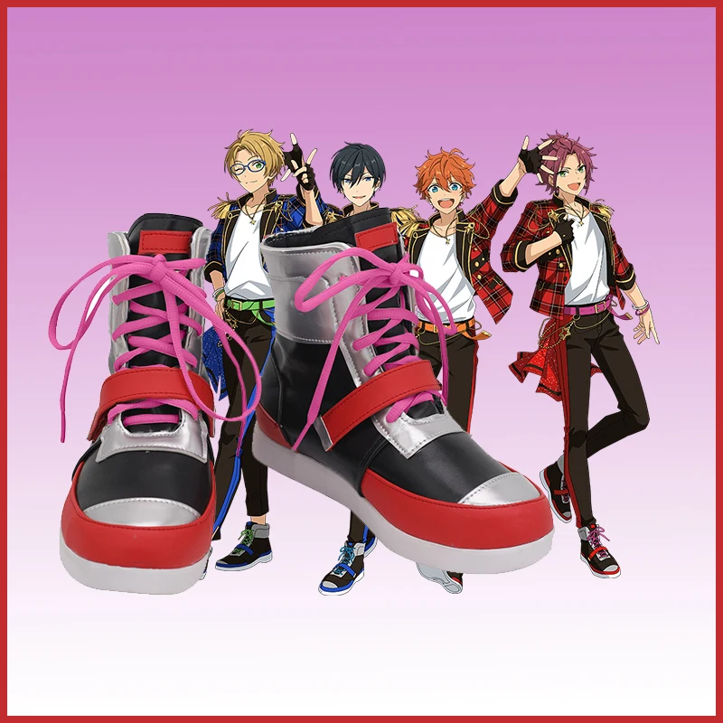 CosplayLove Ensemble Stars Trickstar Isara Mao Red Cosplay Shoes Long Boots Leather Custom Made