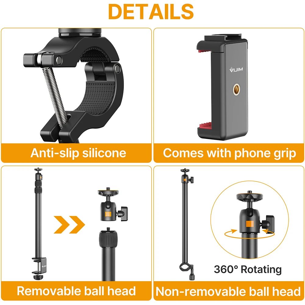 VIJIM LS02 Desk Mount Stand C-clamp Mount Light Stand Aluminum Light Bracket with 360° Rotatable Ballhead for DSLR Camera