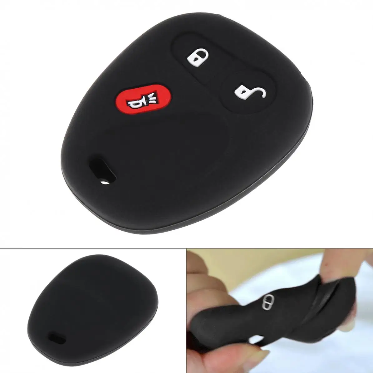 3 Buttons Silicone Straight Plate Car Key Case Protector Holder Fit for Cadillac/Chevrolet/GMC/Hummer/Pontiac Torrent 2003-2007