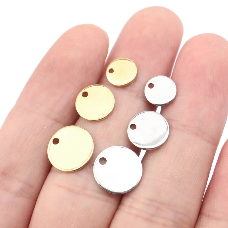 20pcs Stainless Steel Round Coin Disc Charm Stamping Blank Tags 8/10/12mm Earrings Pendants For Jewelry Making Crafts Wholesale