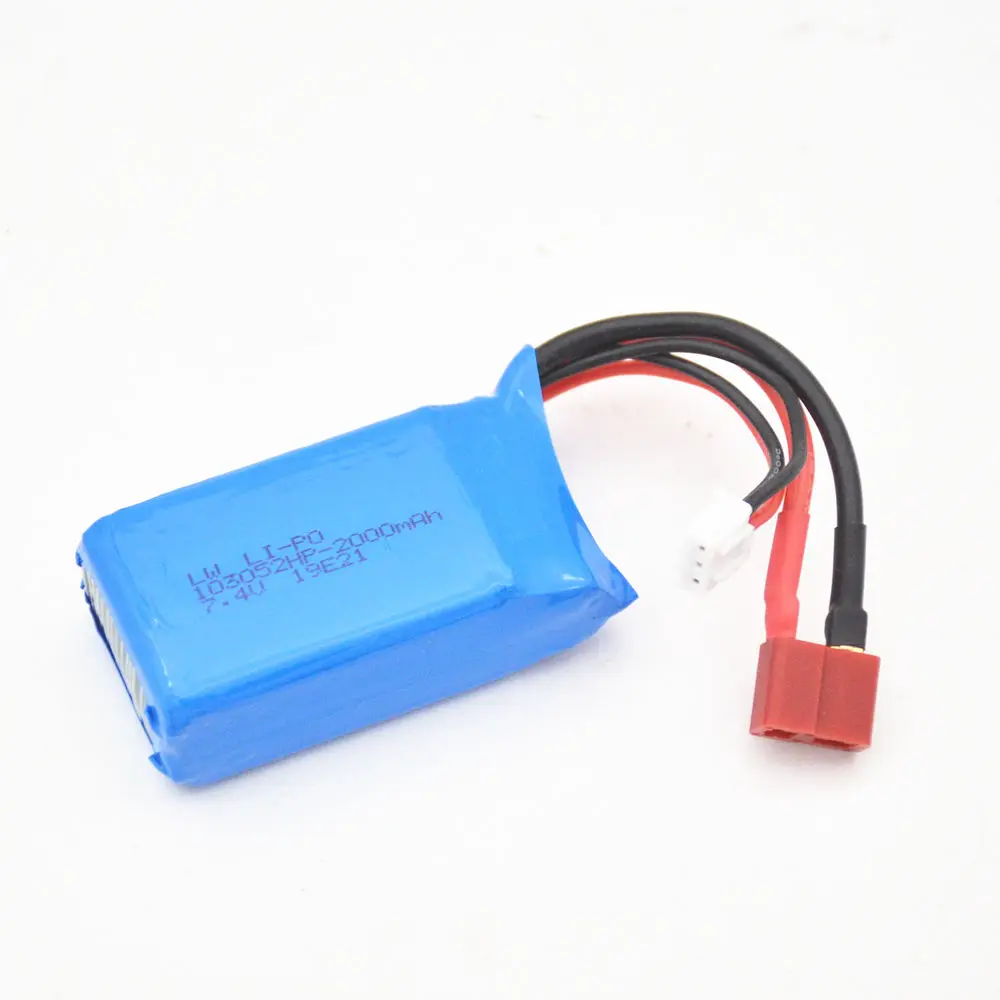 7.4V 2000mAh Battery + 7.4v Charger for A949 A959-B A969-B A979-B K929-B Remote Control Car 2s LiPo Battery for Wltoys car Parts