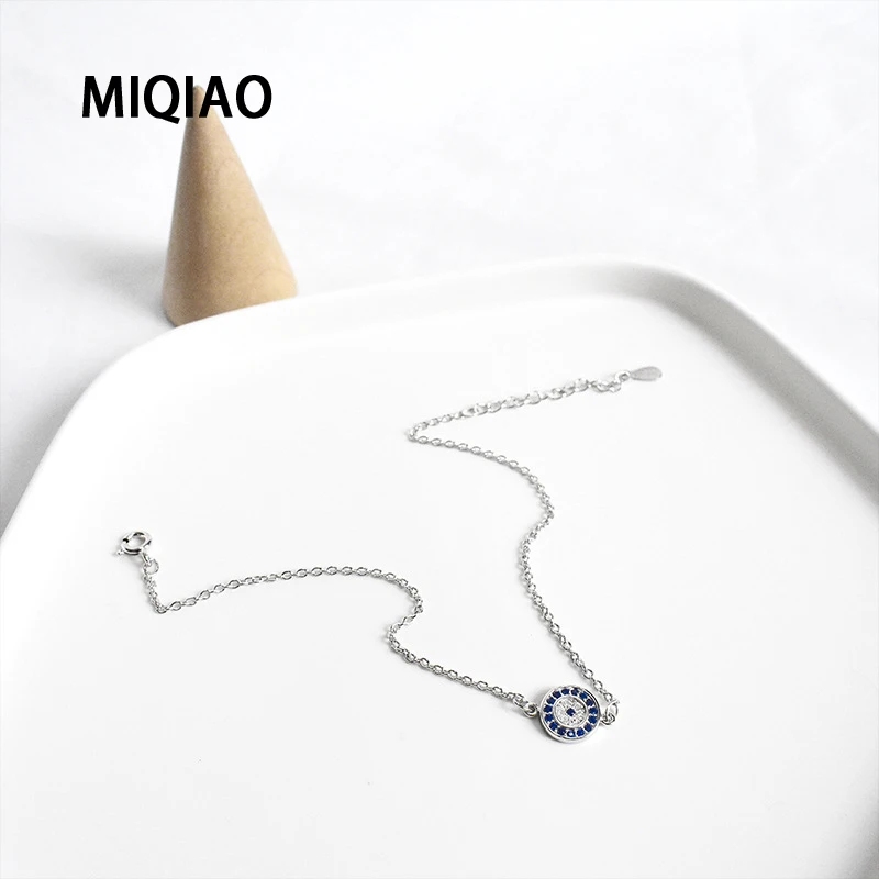 MIQIAO 925 Sterling Silver Evil Eye Ladies Anklets 20 CM Jewelry For Women Foot Bracelet On The Leg Chain Fashion 2021 New Gift