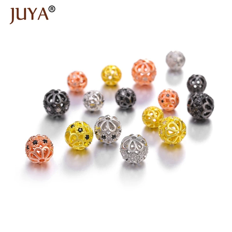 Jewelry Making Spacer Beads Accessories Luxury AAA Zircon Crystal Flower Cap Beads For Bracelet Necklace DIY Craft