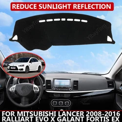 Carpet Dash mat for Mitsubishi Lancer 2008-16 Ralliart EX Dashboard Velvet Cover Black blocks dust reduces noise car accessories