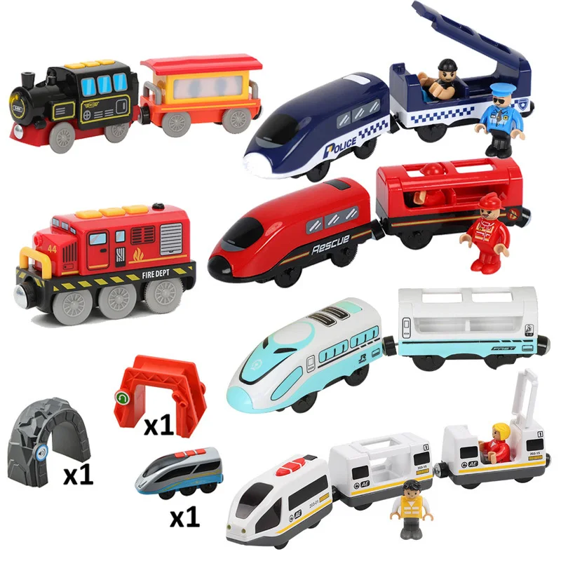 RC Electric Train Toys Connected With Wooden Railway Tracks Locomotive Magnetic Train Toy Car Fit For Brand Wood Tracks