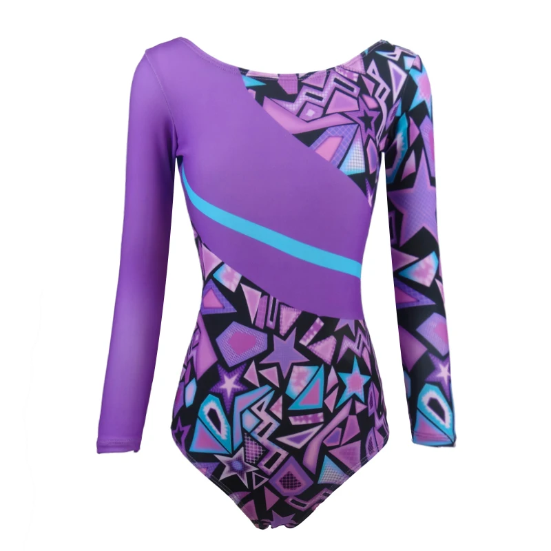 LIUHUO – maillot de bain synchronisé pour filles, ensemble de gymnastique pour enfants, justaucorps violet, compétition pour enfants et adolescents, vêtements d'équipe pour femmes, danse