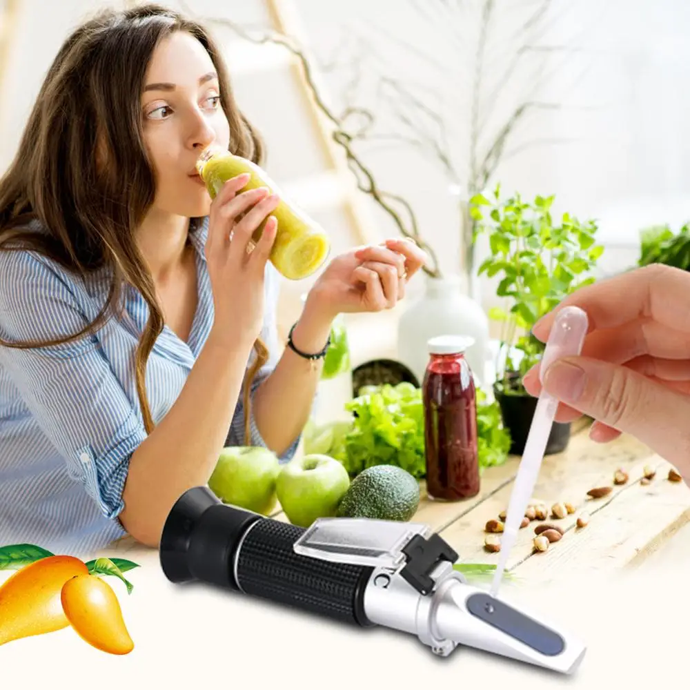 Handheld Wide-range 0-90% Brix Refractometer Honey Sugar Content Specific Measurement Tool use of Sugar Food Fruit Beverages