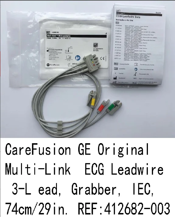 

CareFusion GE Original Multi-Link ECG Leadwire 3-L ead, Grabber, IEC, 74cm/29in. REF: 412682-003