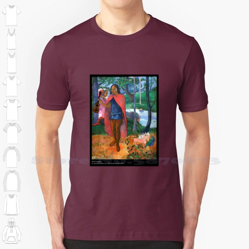 Le Sorcier D'Hiva Oa [ With Ukulele ] 100% Cotton T-Shirt Ukulele Uke Gauguin Sorcier Dhiva Oa Post Impressionism Primitivism