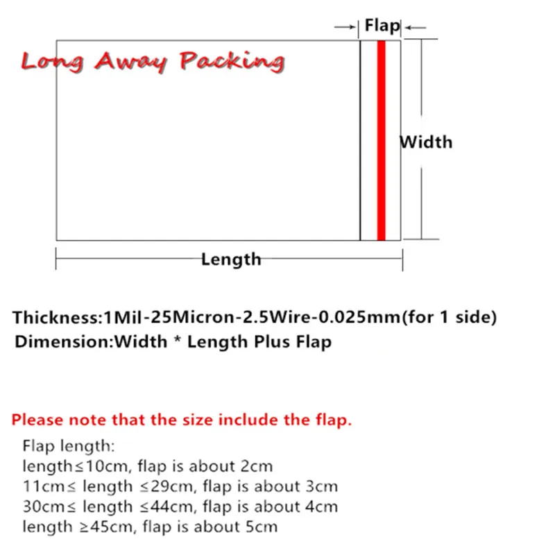 100pcs Width 25cm Clear Self Adhesive Cellophane Packing Bags Transparent LARGE Self Sealing Plastic Package Storage Poly Bag