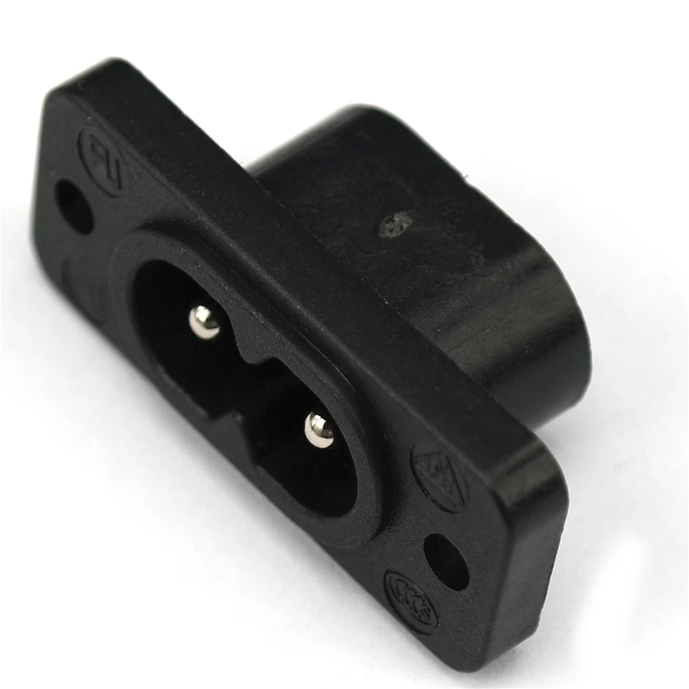 5szt C8 męskie gniazdo zasilania 2 gniazda zasilania wbudowane złącze elektryczne złącze 35mm * 15mm AC 2.5A 5A 250v dobra jakość czarny — zdjęcie 7