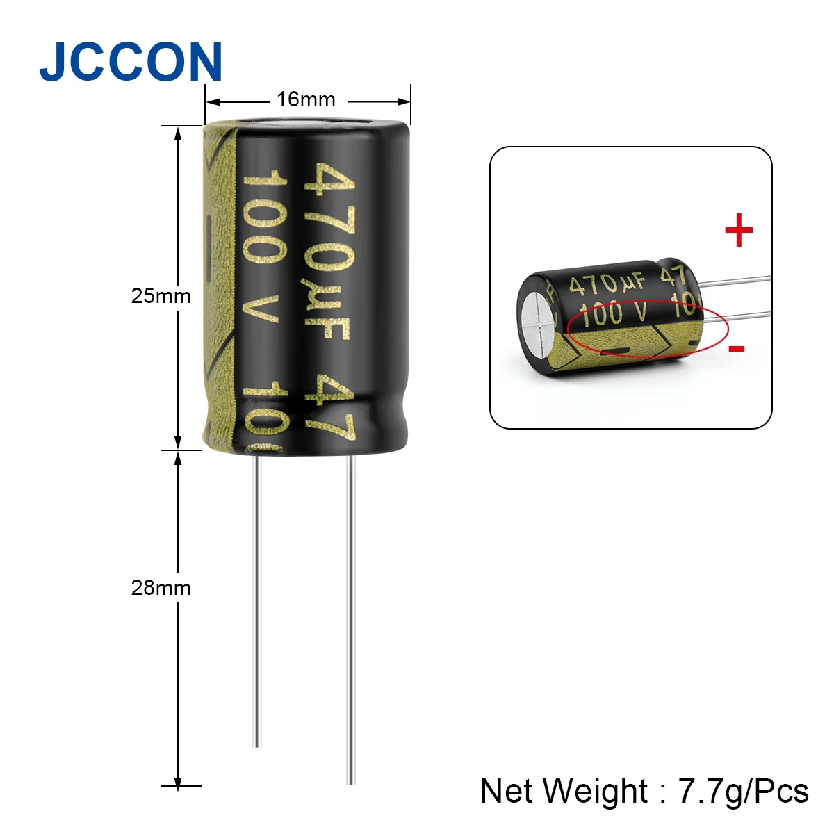 10 pz JCCON condensatore elettrolitico in alluminio 100V470UF 16x25 alta frequenza bassa ESR bassa resistenza capacità condensatori