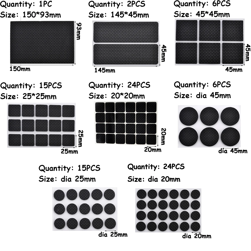 1/2/6/15/24 adet Anti gürültülü kendinden yapışkan mobilya bacak pedleri kaymaz ovmak paspas yumuşak kalınlaşma geometrik şekil zemin koruyucu