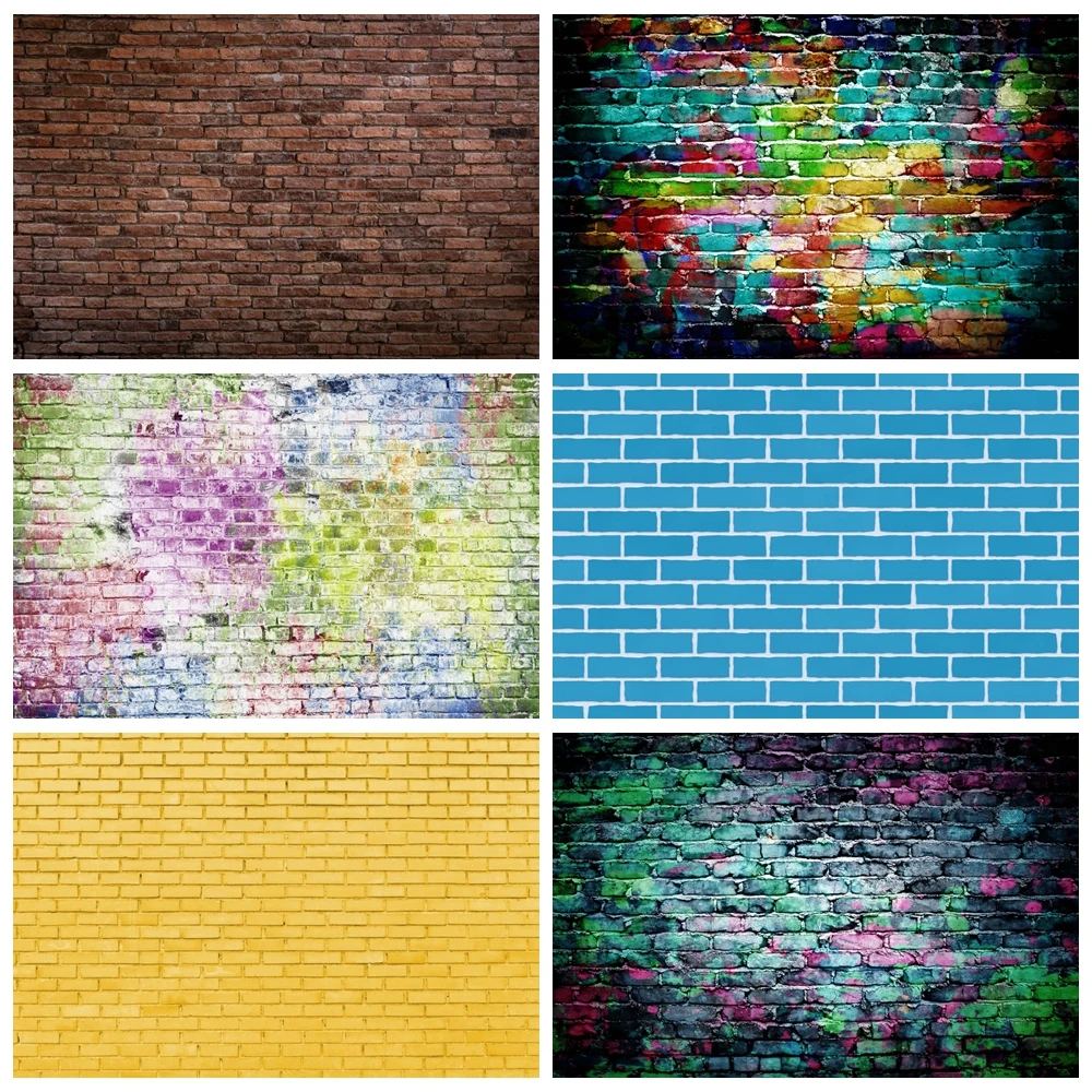 Laeacco Old Dark Brick Wall Stacked Party Wallpaper Portrait Photography Backgrounds Photographic Backdrops For Photo Studio